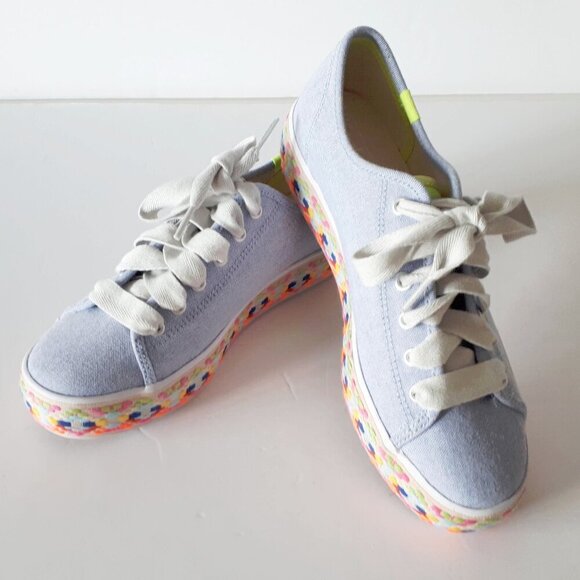 NWOT Keds Triple Kick light wash blue denim & colourful pattern mid sole sneaker - Picture 11 of 15